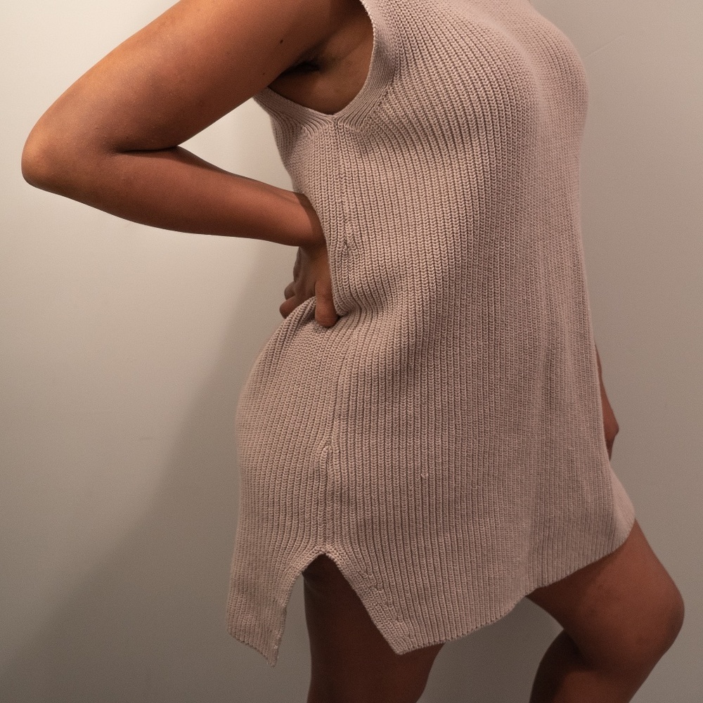 Tan Knitted Sweater Dress
